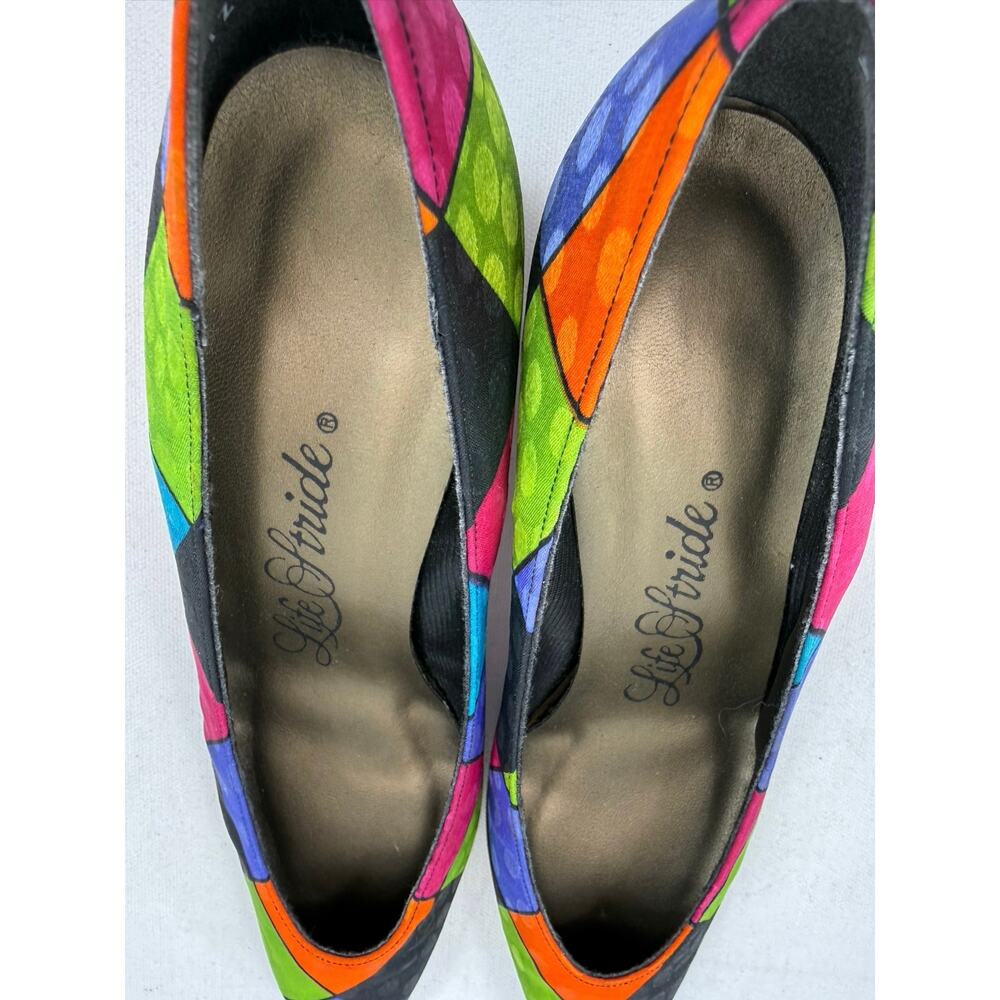 Vintage 90s Life Stride Color Block Stained Glass Heels Art To Wear Size 7 Union - Picture 9 of 9